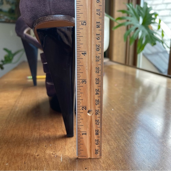 Marni Strappy Suede Purple Brown Platform Heels Peep Toe T-Strap size 40/US 10 - Picture 12 of 16